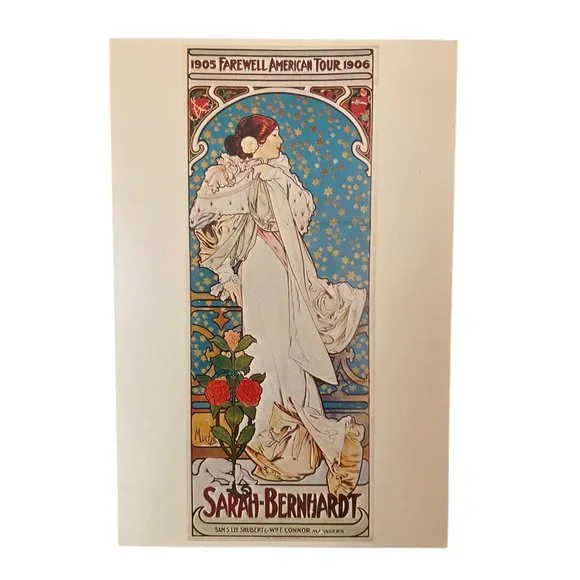 SOLD. Art Nouveau Vintage, SARAH BEARNHARDT, Postcard by Alfons Mucha Sandi V - Picture 1 of 2